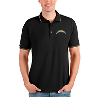 Men's Antigua Black Los Angeles Chargers Affluent Polo