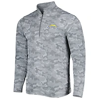 Men's Antigua Gray Los Angeles Chargers Brigade Quarter-Zip Sweatshirt