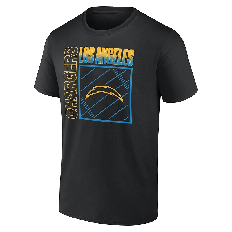 Men's Black Los Angeles Chargers Home Field Pop Personalized Name & Number T-Shirt