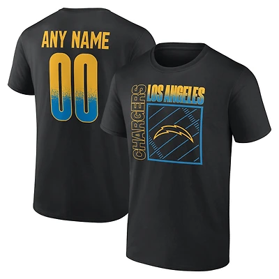 T-shirt noir pour homme Los Angeles Chargers, domicile, personnalisé avec nom et numéro