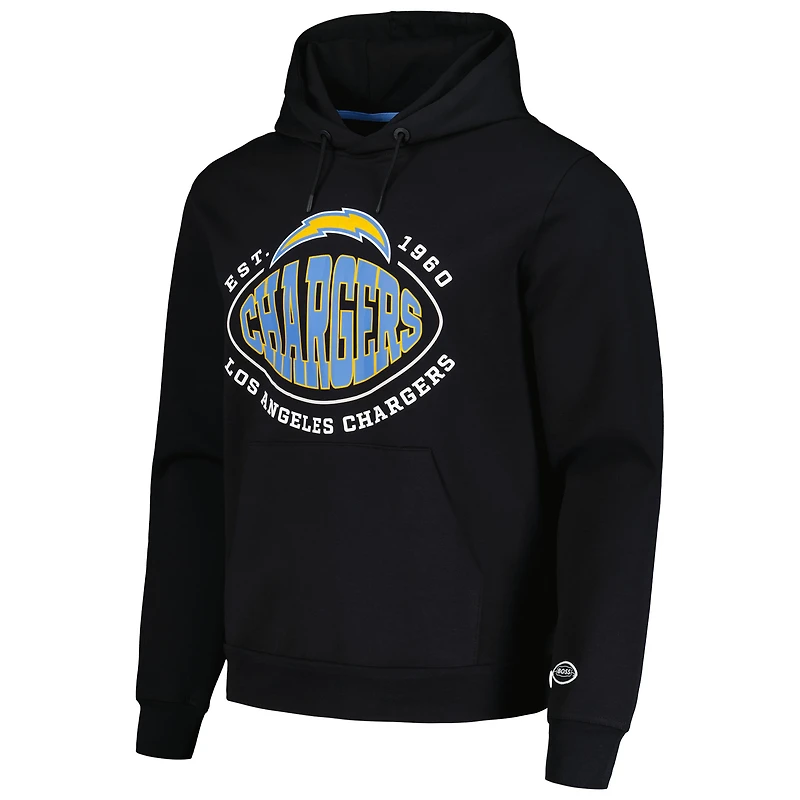 Men's BOSS X NFL Black Los Angeles Chargers Touchback Pullover Hoodie