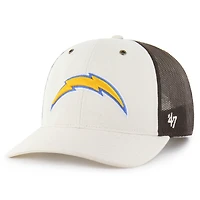Men's Carhartt x '47 Natural/Brown Los Angeles Chargers Undyed Trucker Adjustable Hat