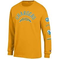 Men's Champion  Gold Los Angeles Chargers Seal Long Sleeve T-Shirt