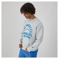 Men's Champion  Heather Gray Los Angeles Chargers Reverse Weave Fleece Pullover Sweatshirt