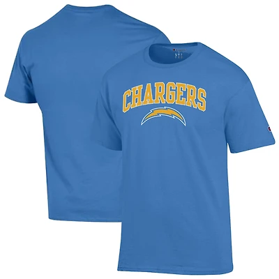 T-shirt Champion bleu poudre pour homme, logo Arch Over des Los Angeles Chargers