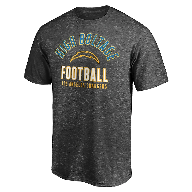 Men's  Charcoal Los Angeles Chargers Nickname Arc T-Shirt