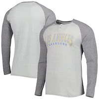 T-shirt Henley à manches longues raglan Los Angeles Chargers Ledger pour homme de Concepts Sport gris chiné