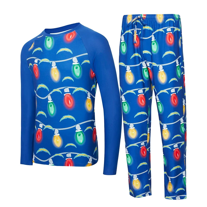 Men's Concepts Sport Royal Los Angeles Chargers Garland Knit Raglan Long Sleeve Top and Pants Set