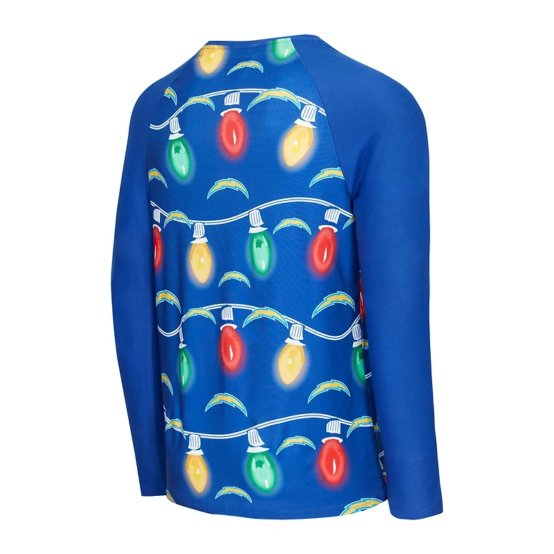 Men's Concepts Sport  Royal Los Angeles Chargers Garland Knit Raglan Long Sleeve Top and Pants Set