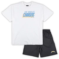 Men's Concepts Sport White/Charcoal Los Angeles Chargers Big & Tall Top and Shorts Set