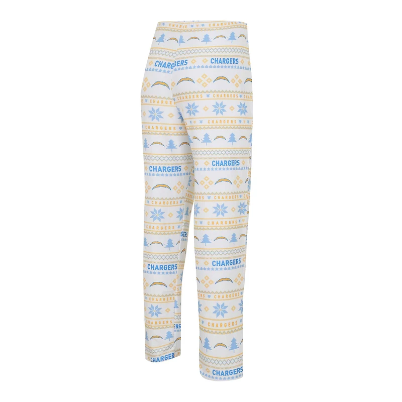 Ensemble de nuit pour homme Concepts Sport blanc/bleu poudre Los Angeles Chargers avec haut à manches longues raglan et pantalon