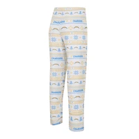 Ensemble de nuit pour homme Concepts Sport blanc/bleu poudre Los Angeles Chargers avec haut à manches longues raglan et pantalon
