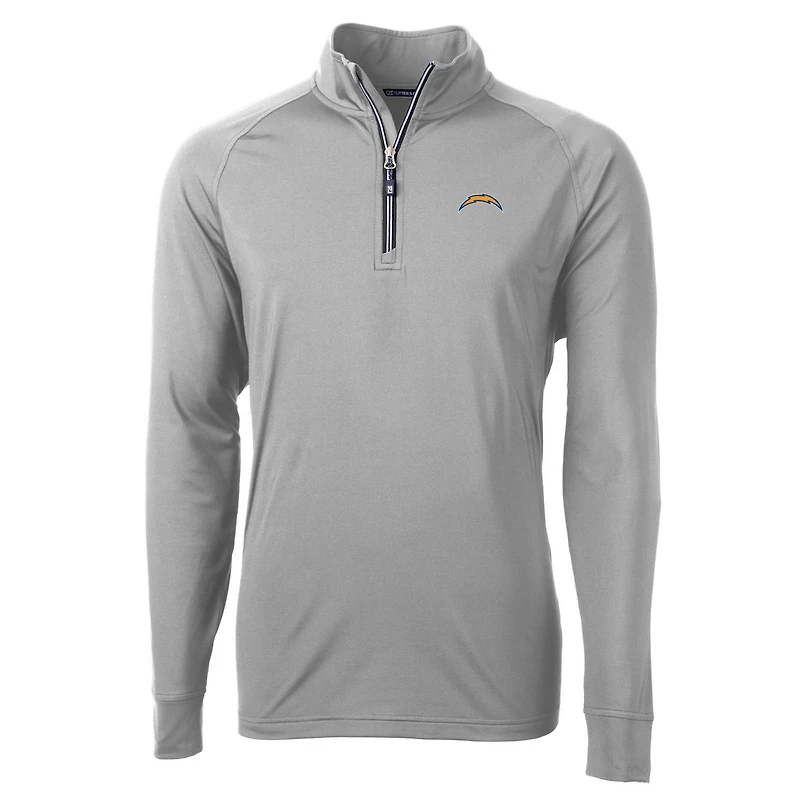 Men's Cutter & Buck Gray Los Angeles Chargers Big Tall Adapt Eco Knit Quarter-Zip Pullover Jacket