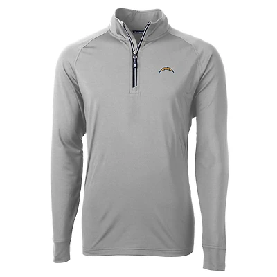 Men's Cutter & Buck Gray Los Angeles Chargers Big Tall Adapt Eco Knit Quarter-Zip Pullover Jacket