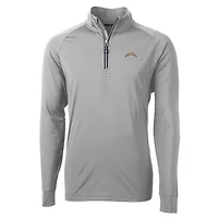 Men's Cutter & Buck Gray Los Angeles Chargers Big Tall Adapt Eco Knit Quarter-Zip Pullover Jacket