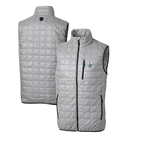 Doudoune sans manches zippée Cutter & Buck grise Los Angeles Chargers Throwback Logo Rainier, isolée PrimaLoft Eco, pour homme