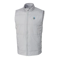 Men's Cutter & Buck Gray Los Angeles Chargers Throwback Logo Stealth Hybrid Quilted Windbreaker Full-Zip Vest