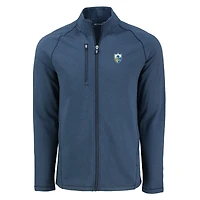 Veste zippée intégrale Cutter & Buck Peshastin Eco Fleece recyclée, bleu marine chiné, Los Angeles Chargers