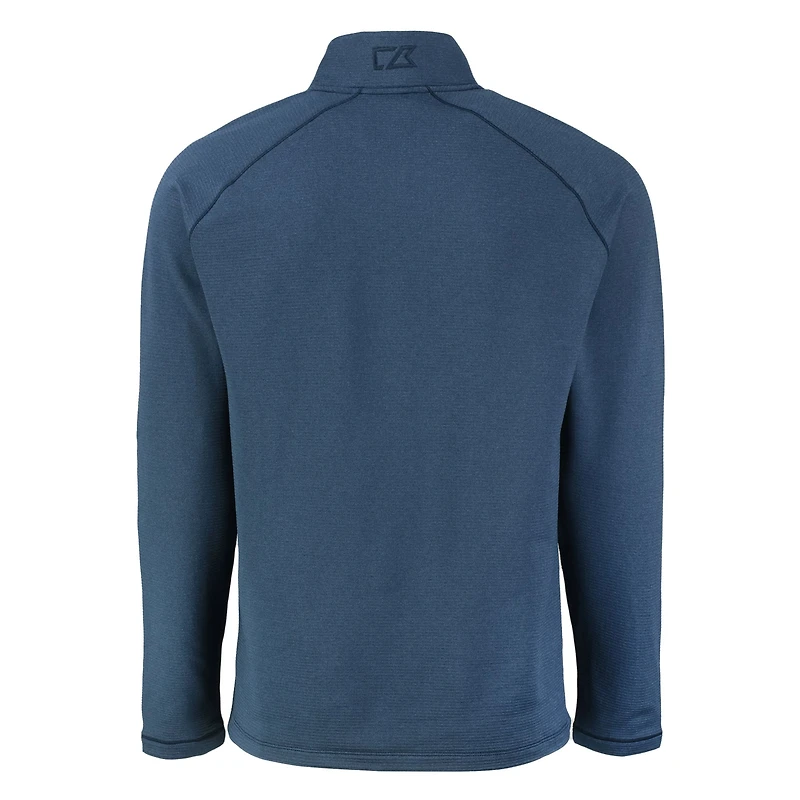 Men's Cutter & Buck Heather Navy Los Angeles Chargers Peshastin Eco Fleece Tri-Blend Raglan Recycled Quarter-Zip Jacket