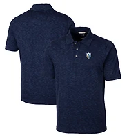 Men's Cutter & Buck Navy Los Angeles Chargers Advantage Tri-Blend Space Dye Big Tall Throwback Polo