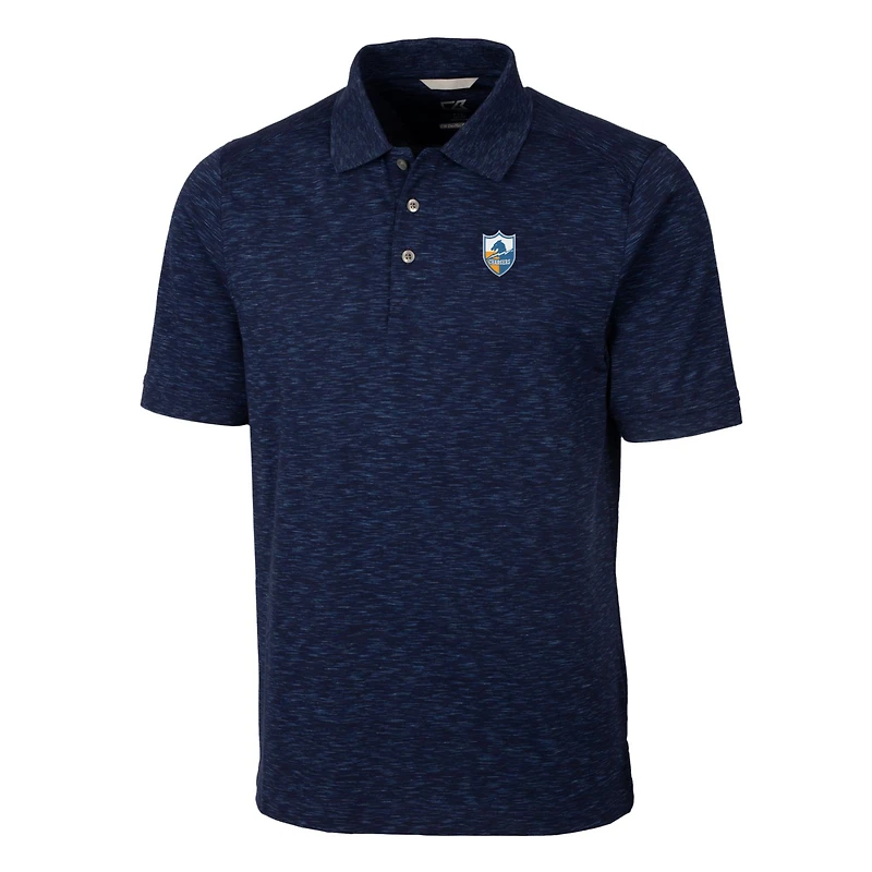 Men's Cutter & Buck Navy Los Angeles Chargers Advantage Tri-Blend Space Dye Big Tall Throwback Polo