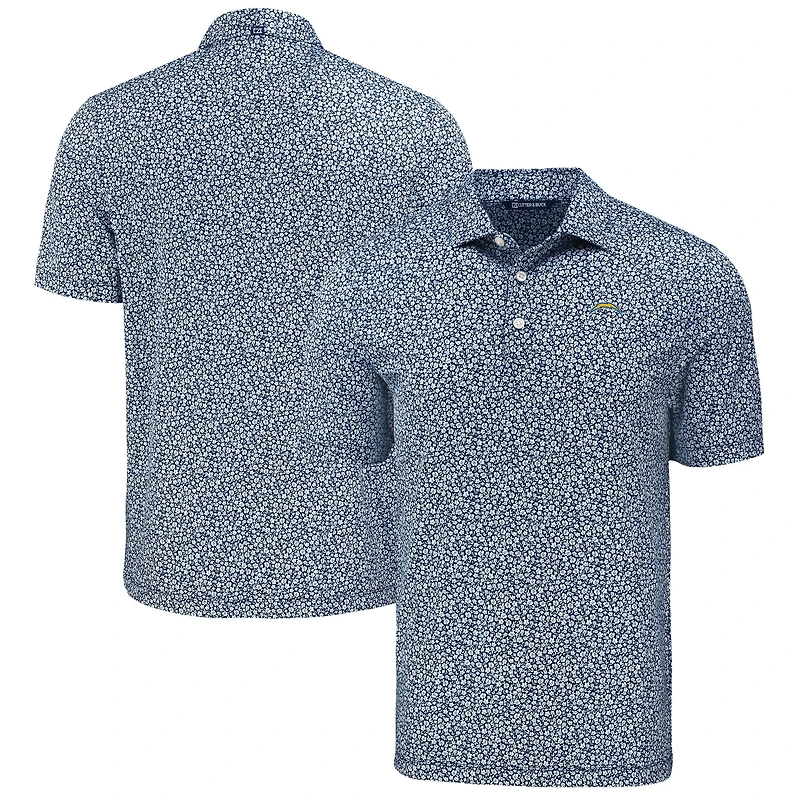 Men's Cutter & Buck Navy Los Angeles Chargers Pike Eco Flora Print Polo
