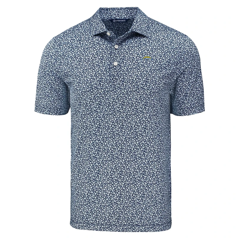 Men's Cutter & Buck Navy Los Angeles Chargers Pike Eco Flora Print Polo
