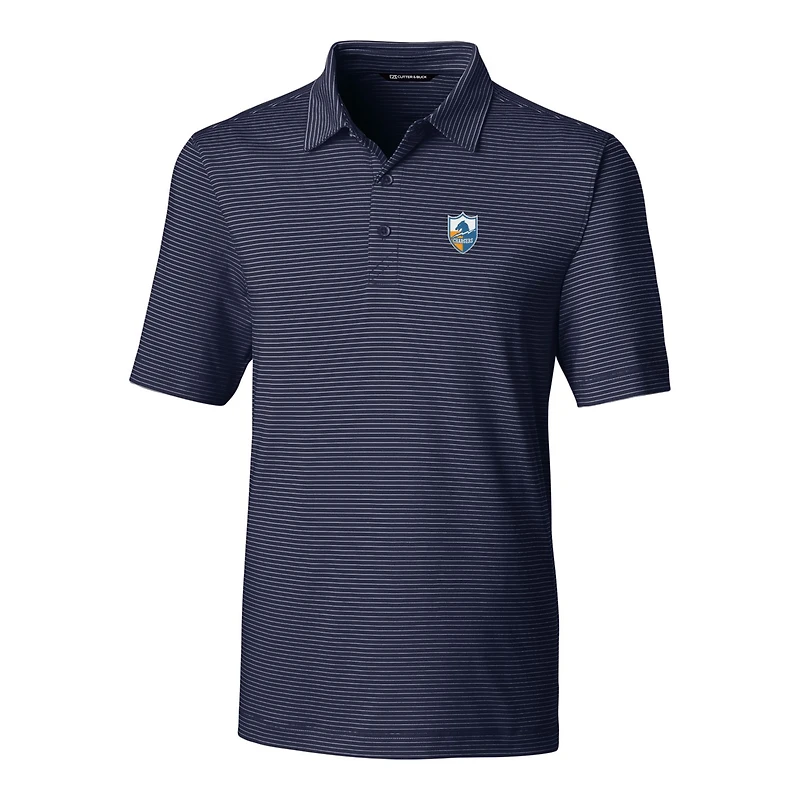 Men's Cutter & Buck Navy Los Angeles Chargers Throwback Logo Big Tall Forge Pencil Stripe Stretch Polo