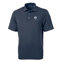 Men's Cutter & Buck Navy Los Angeles Chargers Throwback Logo Virtue Eco Pique Recycled Polo