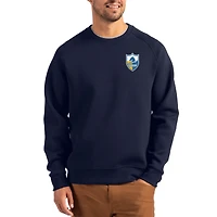 Men's Cutter & Buck Navy Los Angeles Chargers Throwback Roam Recycled Raglan Pullover Sweatshirt