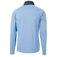 Men's Cutter & Buck  Purple Los Angeles Chargers Helmet Adapt Eco Knit Hybrid Recycled Quarter-Zip Pullover Top