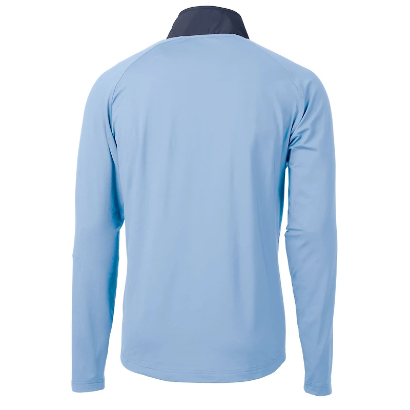 Pull-over violet à fermeture éclair quart de tour pour homme, modèle Cutter & Buck des Los Angeles Chargers, en tricot hybride recyclé et écologique.