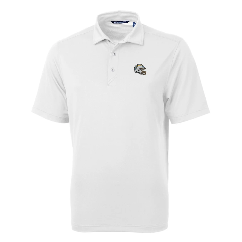 Men's Cutter & Buck  White Los Angeles Chargers Helmet Virtue Eco Pique Recycled Polo