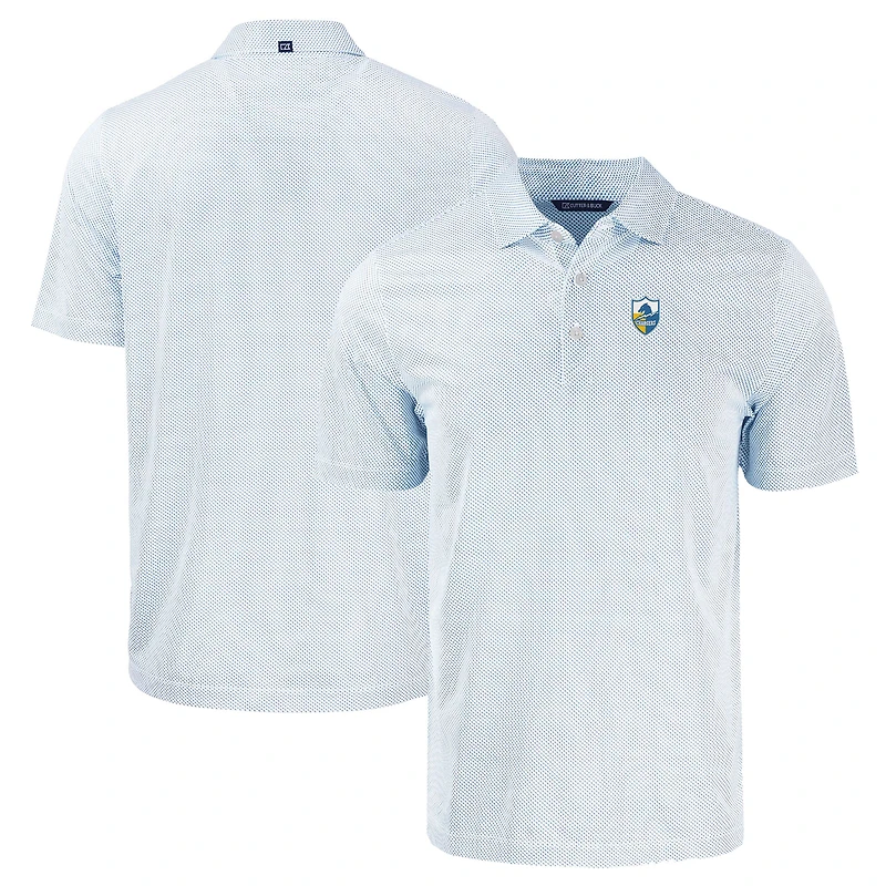 Polo homme Cutter & Buck blanc Los Angeles Chargers Throwback Big Tall Pike Eco Symmetry Print Stretch Recyclé