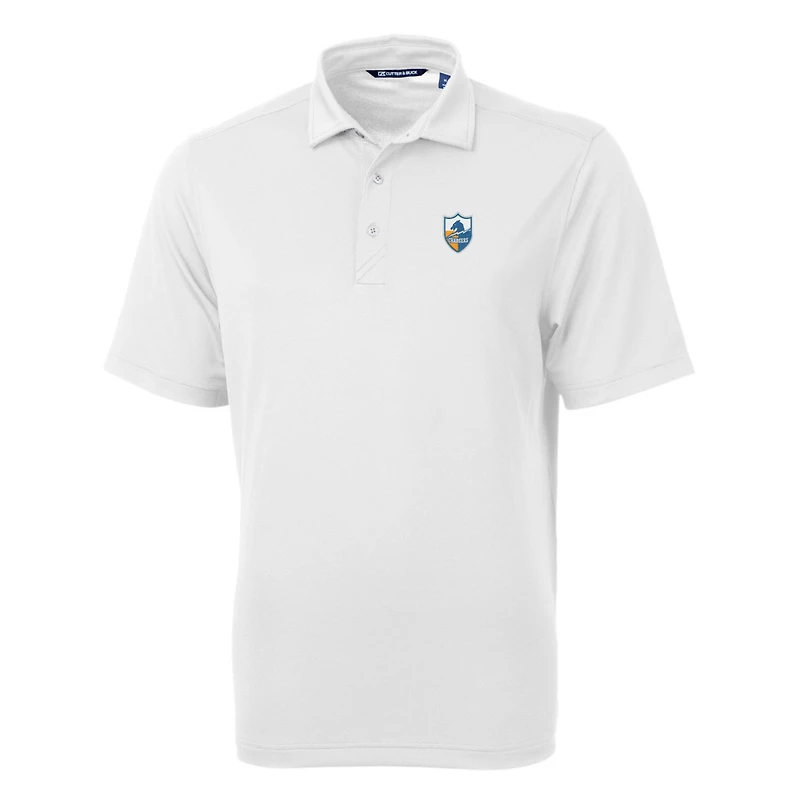 Polo blanc Cutter & Buck pour homme, logo rétro des Los Angeles Chargers, en piqué écologique recyclé, grande taille