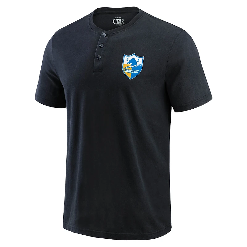 Men's Darius Rucker Collection by Fanatics Black Los Angeles Chargers Washed Henley T-Shirt