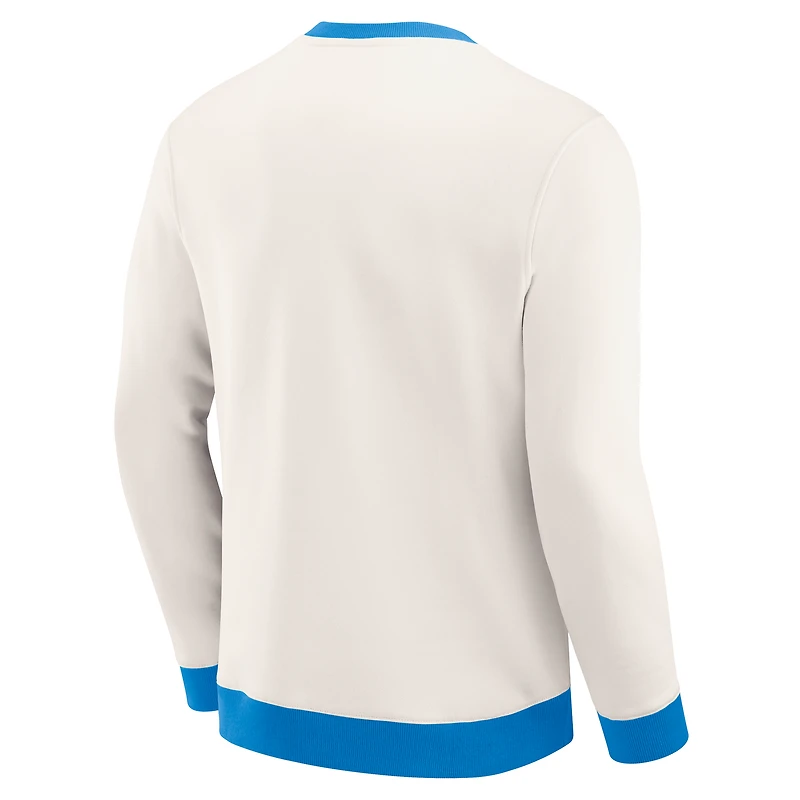 Men's Darius Rucker Collection by Fanatics  Cream Los Angeles Chargers Colorblock Pullover Sweatshirt