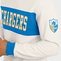 Men's Darius Rucker Collection by Fanatics  Cream Los Angeles Chargers Colorblock Pullover Sweatshirt
