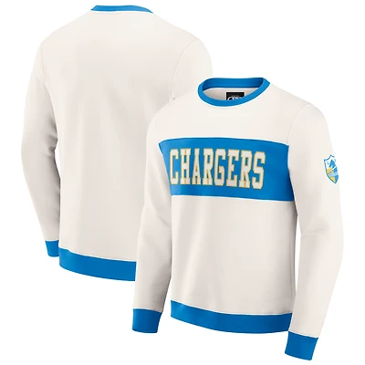 Men's Darius Rucker Collection by Fanatics  Cream Los Angeles Chargers Colorblock Pullover Sweatshirt