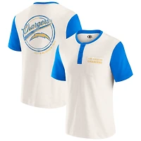 Men's Darius Rucker Collection by Fanatics Cream Los Angeles Chargers Henley Colorblock Slub Pocket T-Shirt