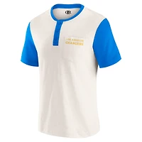 Men's Darius Rucker Collection by Fanatics Cream Los Angeles Chargers Henley Colorblock Slub Pocket T-Shirt