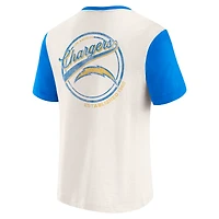 Men's Darius Rucker Collection by Fanatics Cream Los Angeles Chargers Henley Colorblock Slub Pocket T-Shirt