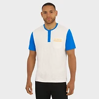 Men's Darius Rucker Collection by Fanatics Cream Los Angeles Chargers Henley Colorblock Slub Pocket T-Shirt
