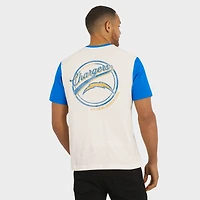 Men's Darius Rucker Collection by Fanatics Cream Los Angeles Chargers Henley Colorblock Slub Pocket T-Shirt