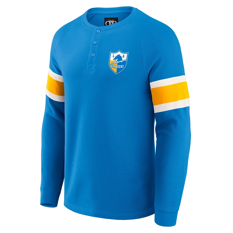 Men's Darius Rucker Collection by Fanatics Powder Blue Los Angeles Chargers Waffle-Knit Raglan Long Sleeve Henley T-Shirt