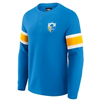 Men's Darius Rucker Collection by Fanatics Powder Blue Los Angeles Chargers Waffle-Knit Raglan Long Sleeve Henley T-Shirt
