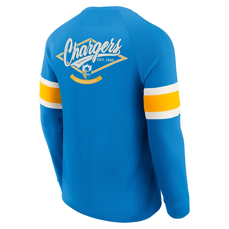 Men's Darius Rucker Collection by Fanatics Powder Blue Los Angeles Chargers Waffle-Knit Raglan Long Sleeve Henley T-Shirt
