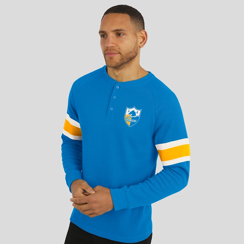 Men's Darius Rucker Collection by Fanatics Powder Blue Los Angeles Chargers Waffle-Knit Raglan Long Sleeve Henley T-Shirt