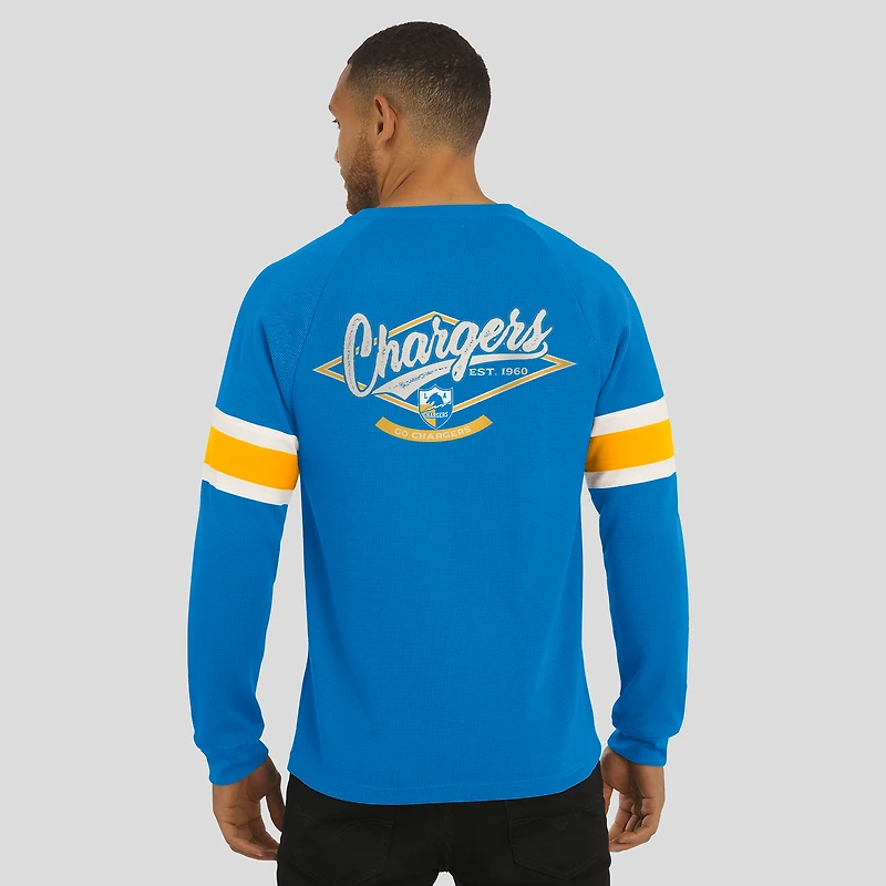 Men's Darius Rucker Collection by Fanatics Powder Blue Los Angeles Chargers Waffle-Knit Raglan Long Sleeve Henley T-Shirt