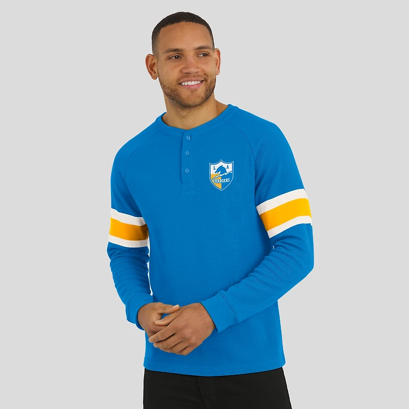 Men's Darius Rucker Collection by Fanatics Powder Blue Los Angeles Chargers Waffle-Knit Raglan Long Sleeve Henley T-Shirt